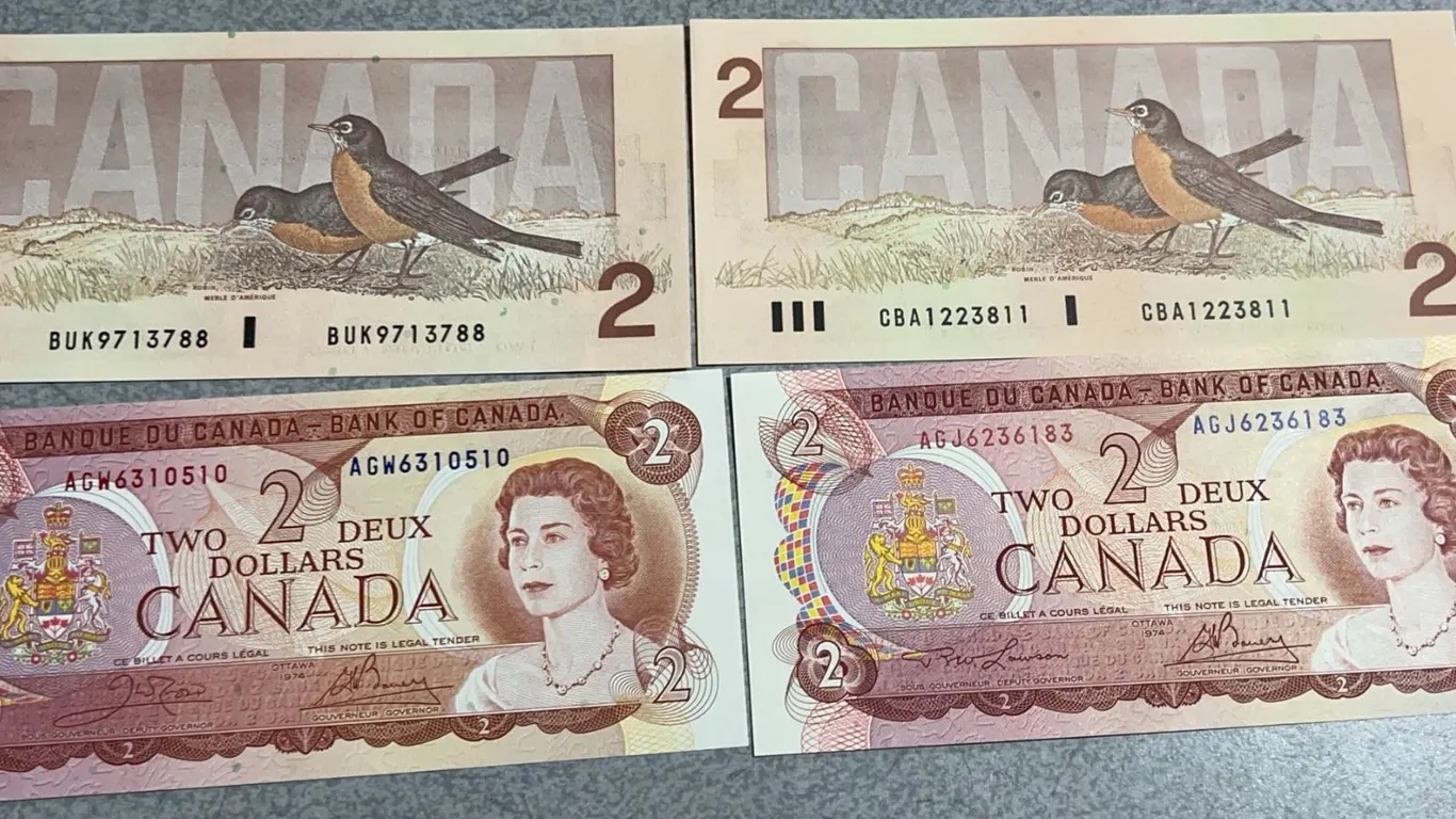 4 Canadian $2 Banknotes, Multiple Series, Includes 1986 and 1974 Issues