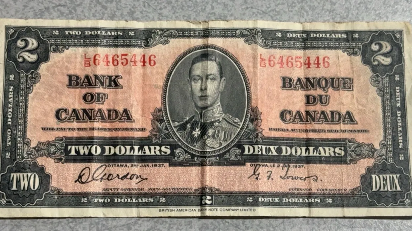 1937 Bank of Canada $2 George VI Banknote, Bilingual