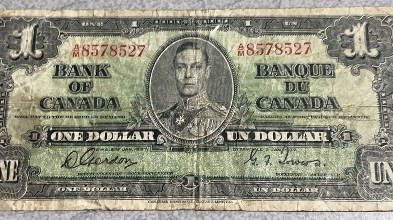 1937 Bank Of Canada $1 Bill King George VI Prefix A