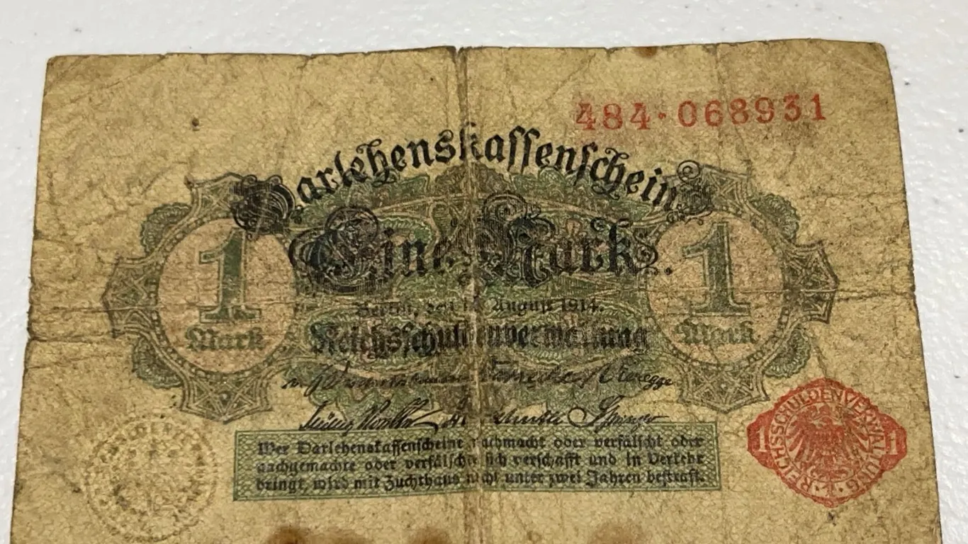 German Reichsbank 1 Mark Banknote, Early 20th Century