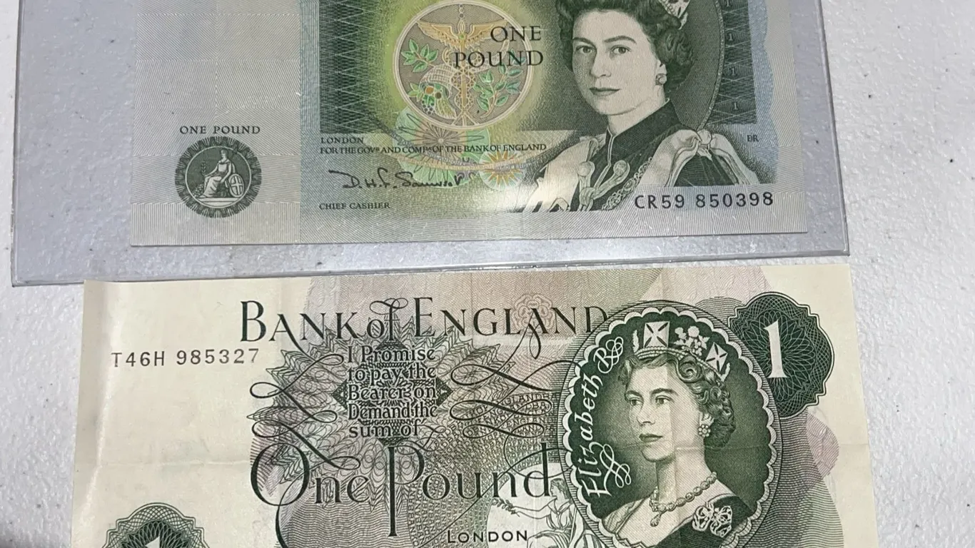 Bank of England One Pound Banknotes, Two Pieces