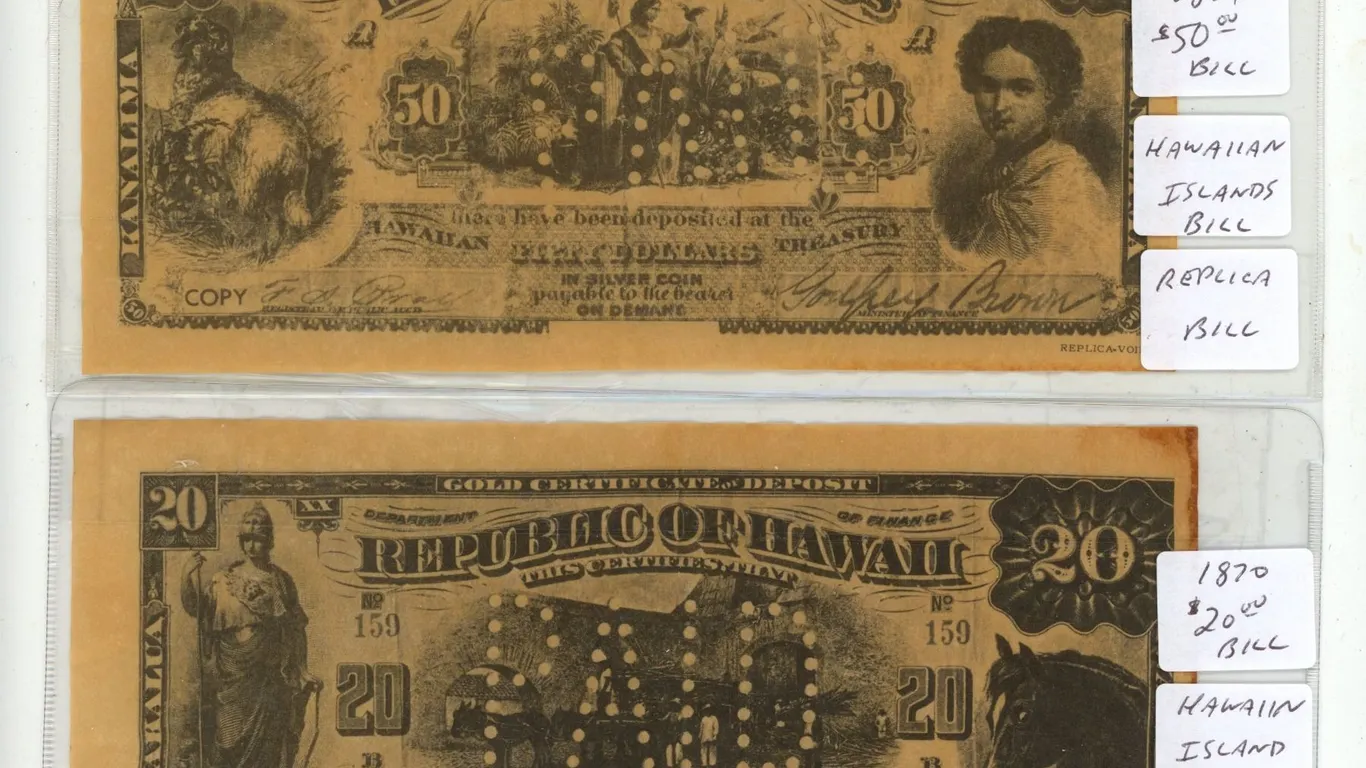 (2) REPLICA Hawaiian Islands Bank Notes