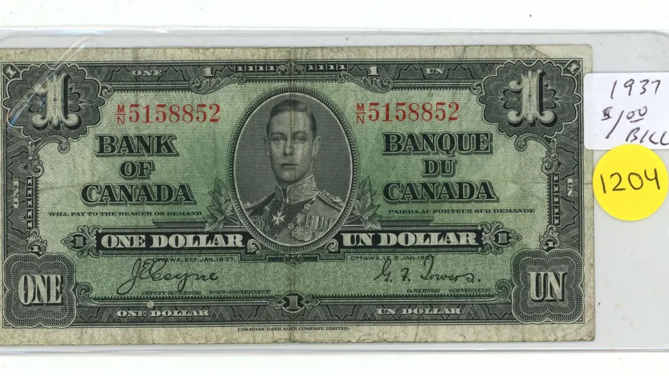 1937 Canada One Dollar Banknote