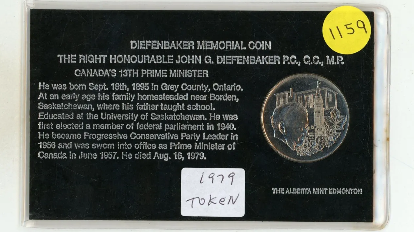 1979 Diefenbaker Memorial Token Coin