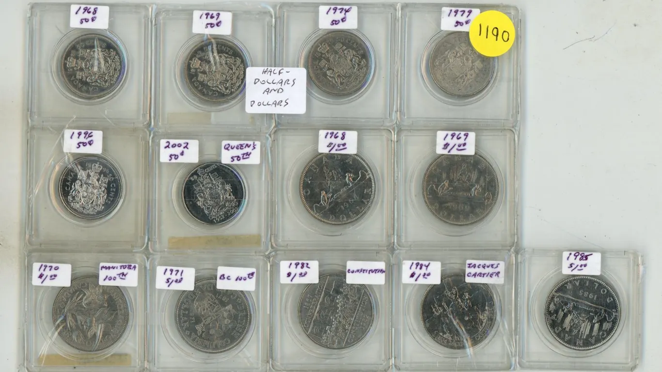 (13) Canada Coins – (6) 50 cent 1968-2002 (Mixed Dates) & (7) $1 1968-1985 Mixed Dates