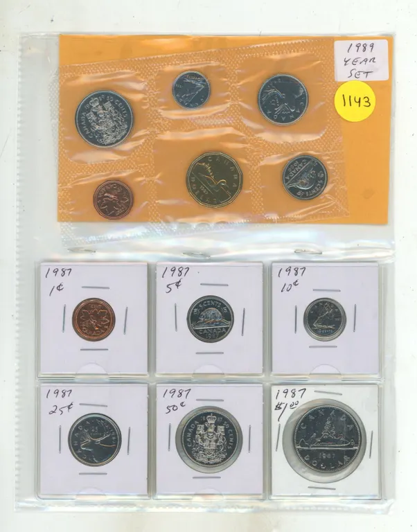 1989 Canada Coin Set & 1987 Canada Coin Sets in Individual Holders