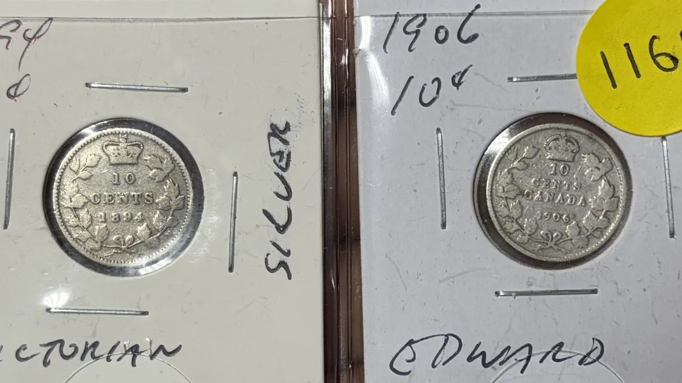 1894 Victorian & 1906 Edward Silver Canada Dimes