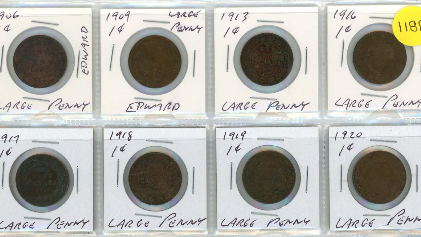 (8) Canada Large Pennies – 1906 &1909 Edward, 1913, 1916-1920
