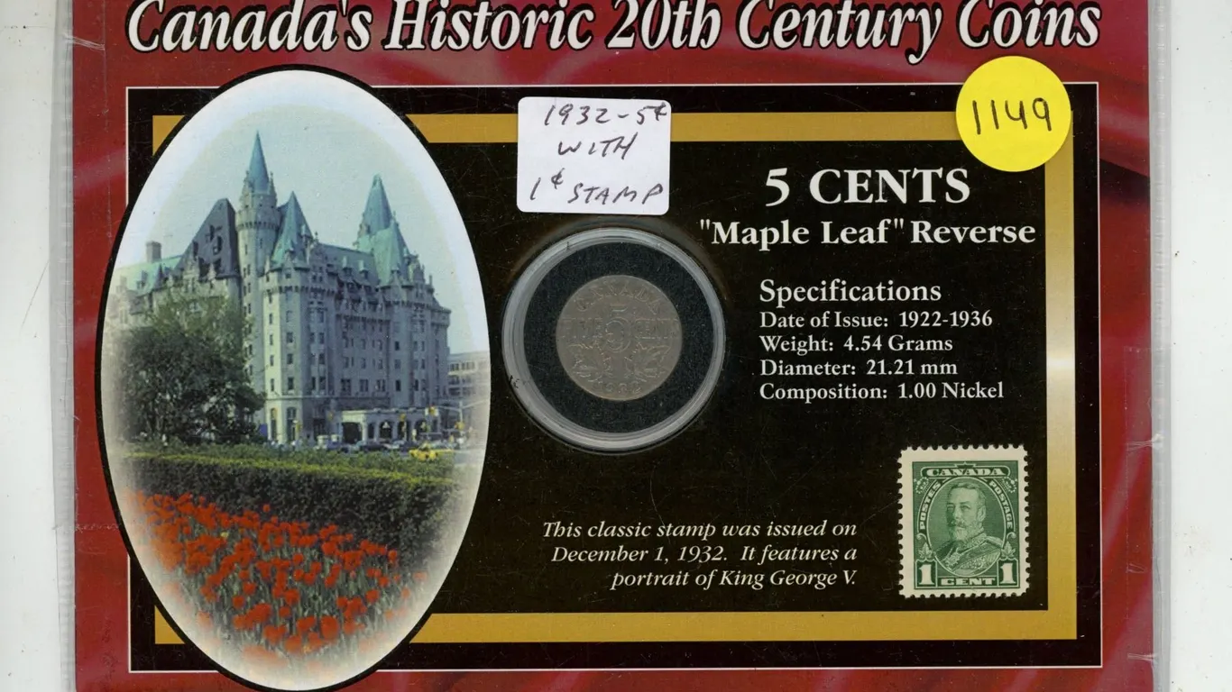 1932 Large Canada Nickel w/ Penny Stamp in Morgan Mint Holder