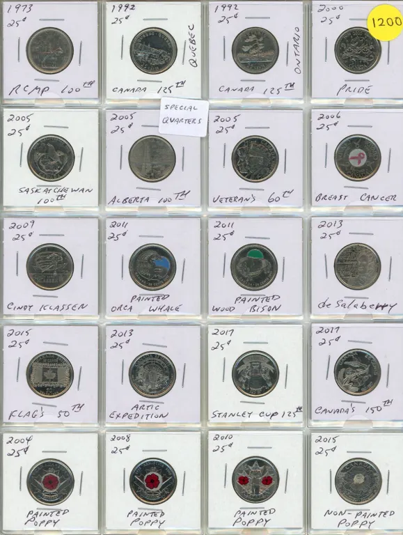 (20) Special Canada Quarters – Mixed Dates from 1973-2015