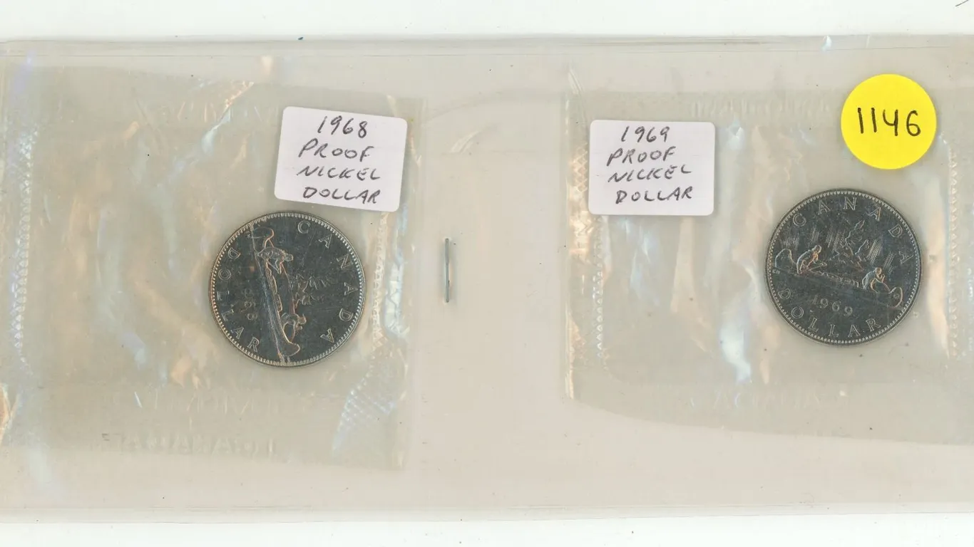 1968 & 1969 Canada Proof Nickel One-Dollar Coins