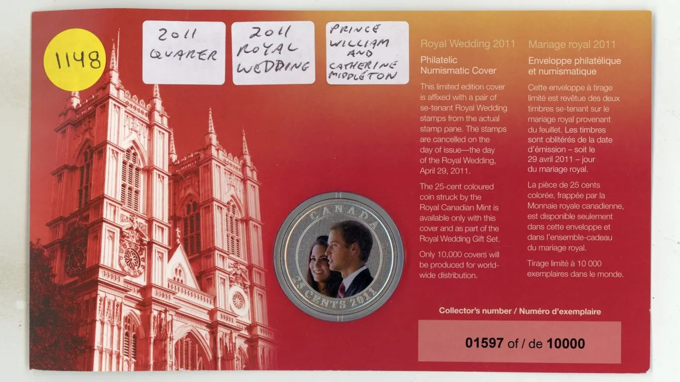 2011 Canada Royal Wedding Prince William & Kate Middleton 25 cent Coin