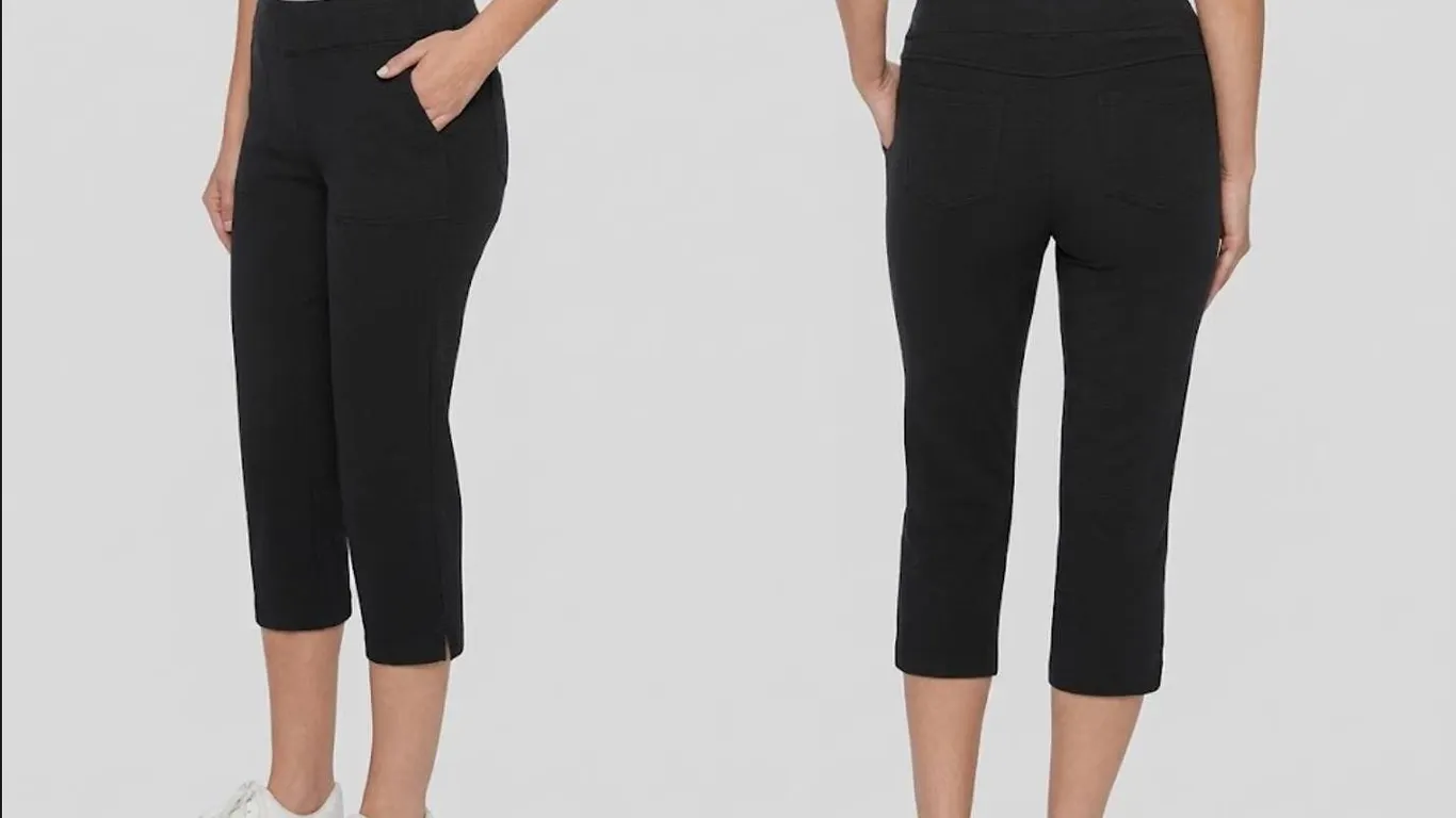 Up! Pull-On Stretch Ladies Crop Pant Black M