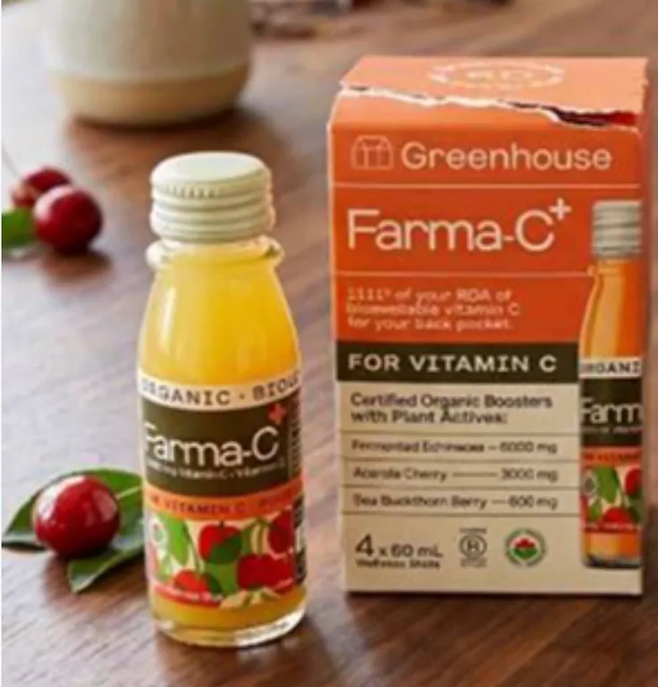 Lot of 2 - Greenhouse Farma-C+ Vitamin C Shots, 4 Pack x 60ml