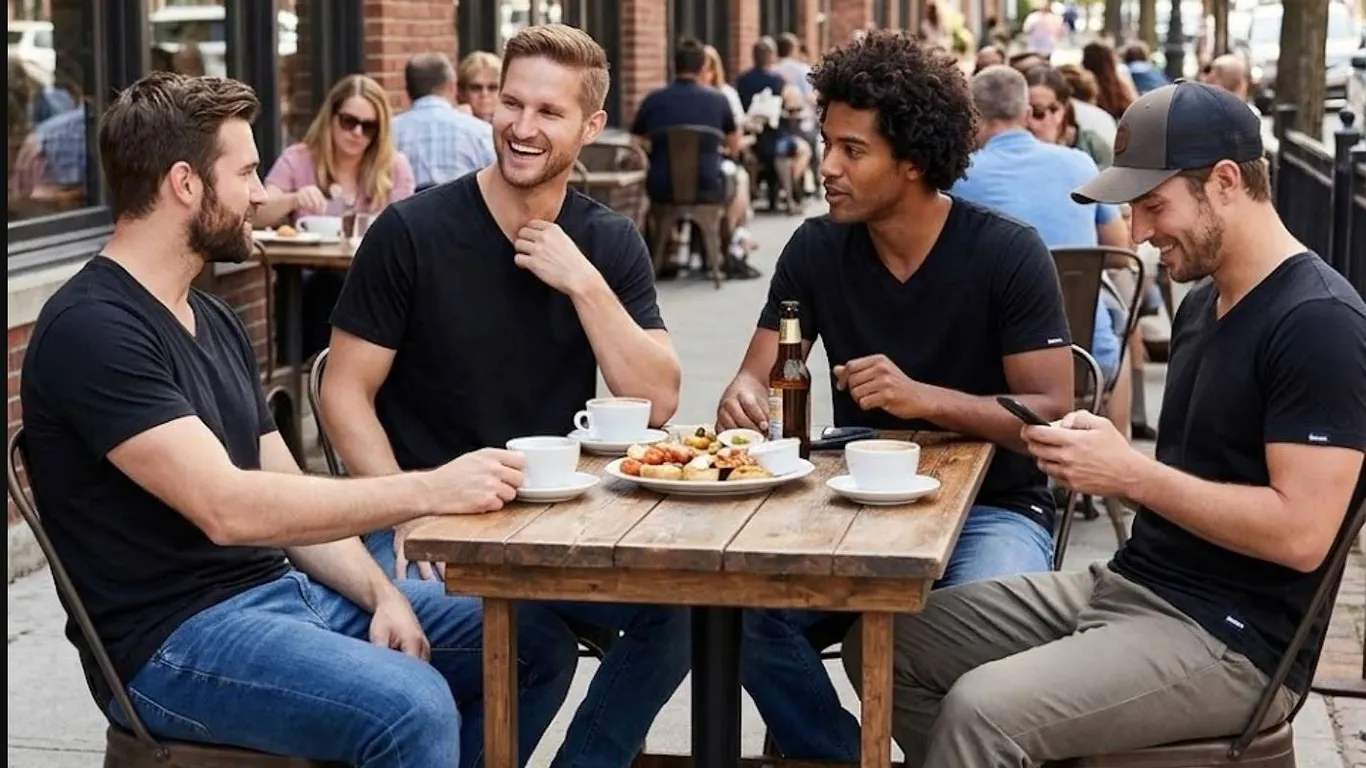 Bench Men's V-Neck T-Shirts, Pack of 4, M