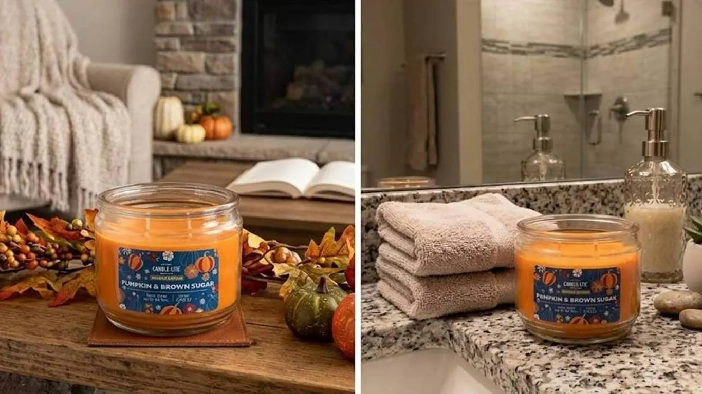 Case of 4 - Candle-lite 10oz 3 Wick Pumpkin & Brown Sugar Candle