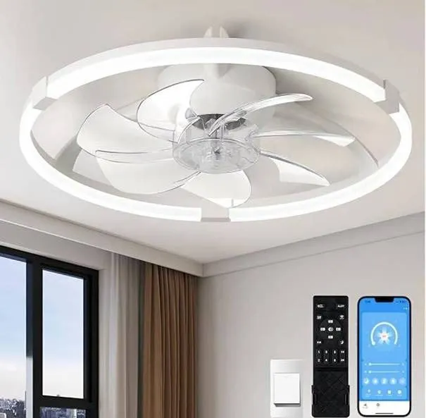 Linboro White Ceiling Fan Low Profile