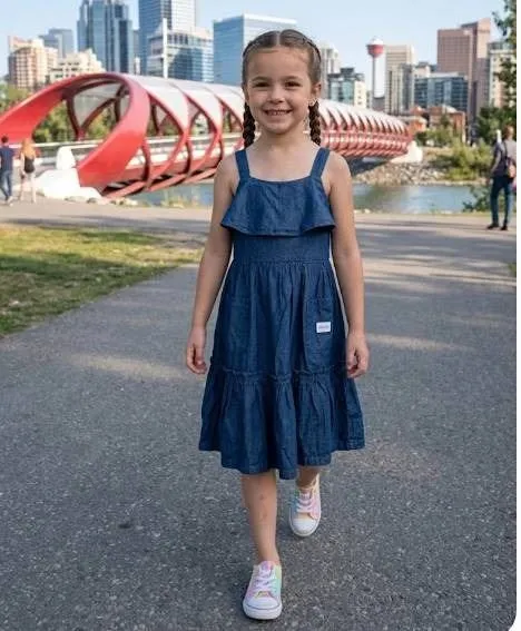 Calvin Klein Girls Denim Dress Size 6