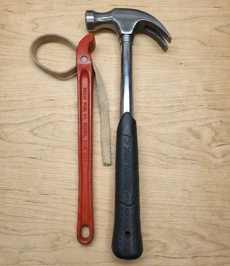 True Temper Hammer and Ridgid Pipe Wrench