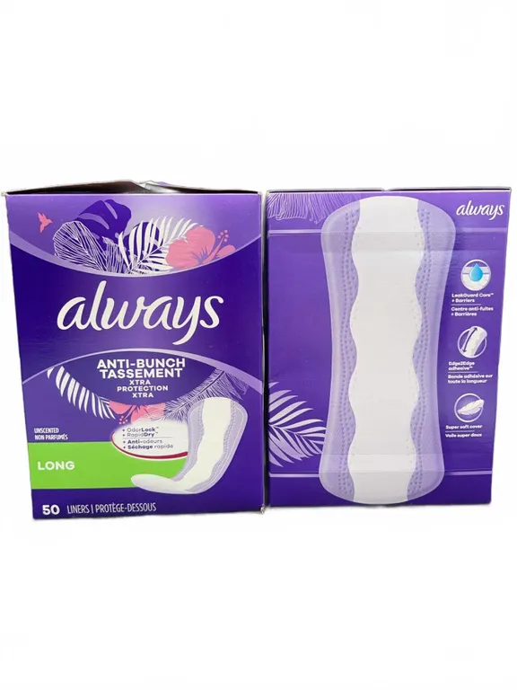 Lot of 2 - Always Anti-Bunch Xtra Long Liners 50 Count