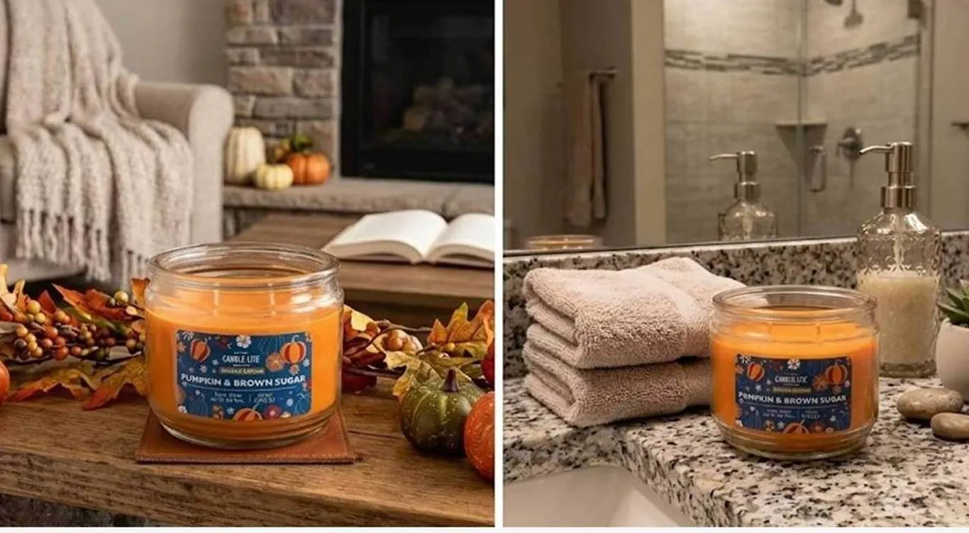 Case of 4 - Candle-lite 10oz 3 Wick Pumpkin & Brown Sugar Candle