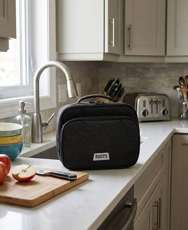 Roots Black Insulated Lunch Bag