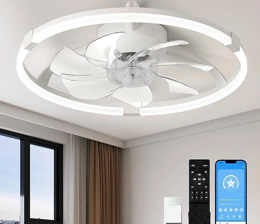 Linboro Low Profile White Ceiling Fan