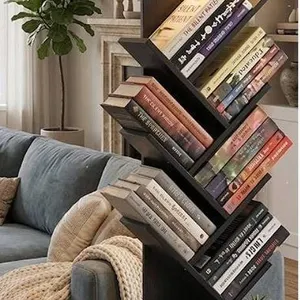 Zexvida Bookcase with Lamp, Black