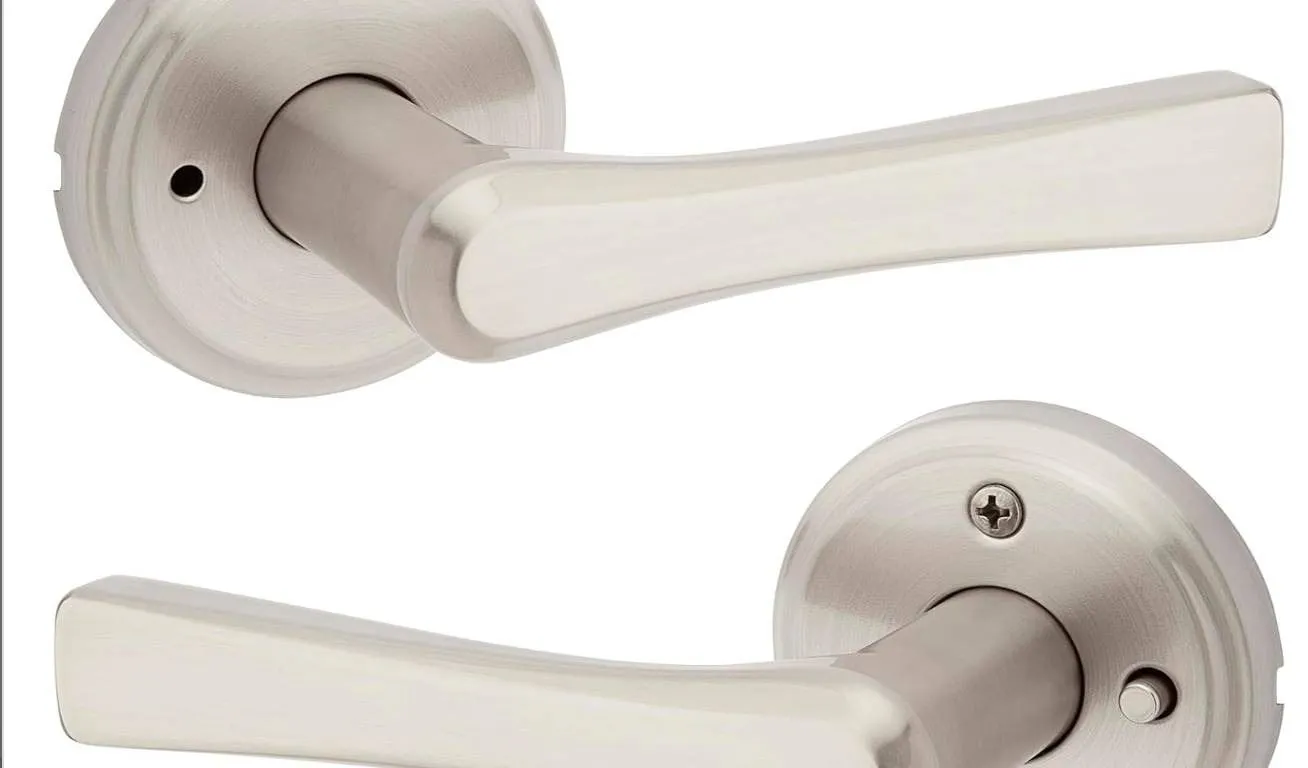 Lot of 2 Weiser Katella Satin Nickel Door Handle, Reversible Privacy Lever, Interior Door Handles Sa