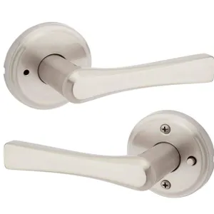 Lot of 2 Weiser Katella Satin Nickel Door Handle, Reversible Privacy Lever, Interior Door Handles Sa
