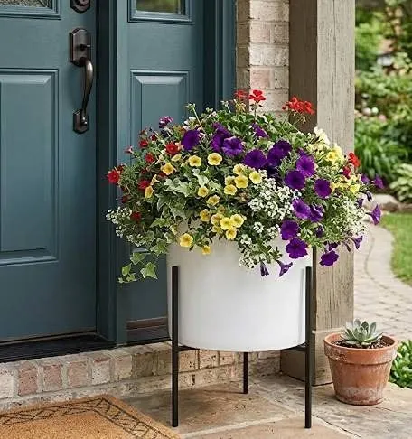 Rivet Mid-Century Ceramic Planter with Stand