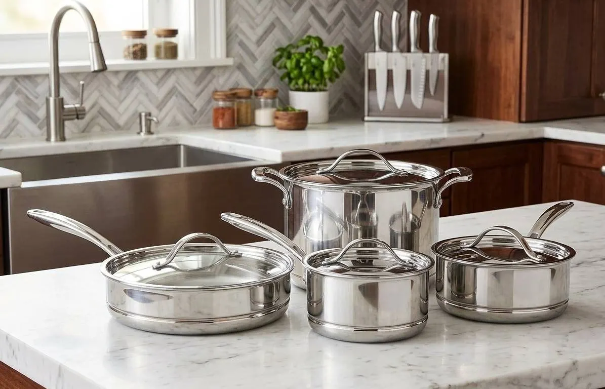 LIVTEK 8-Piece Stainless Steel Cookware Set