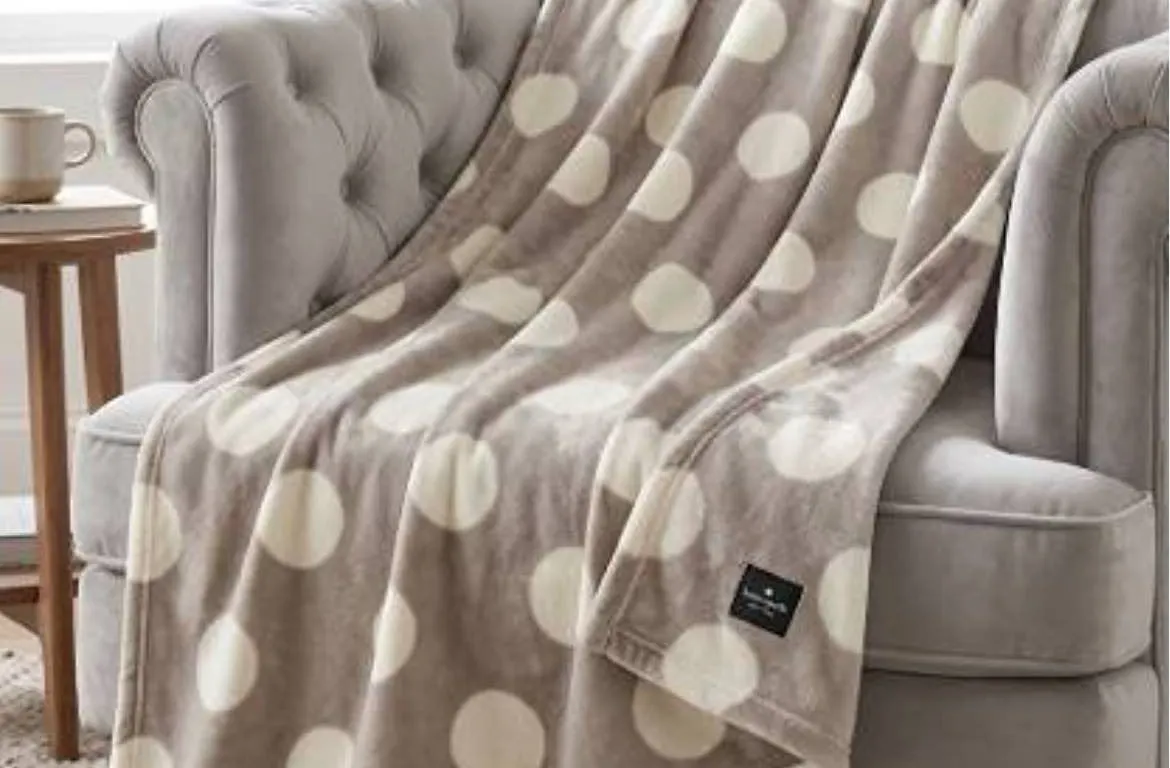 Kate Spade Polka Dot Plush Throw Blanket