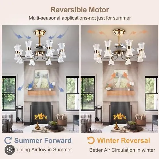 Depuley Gold Chandelier with Fan and Light