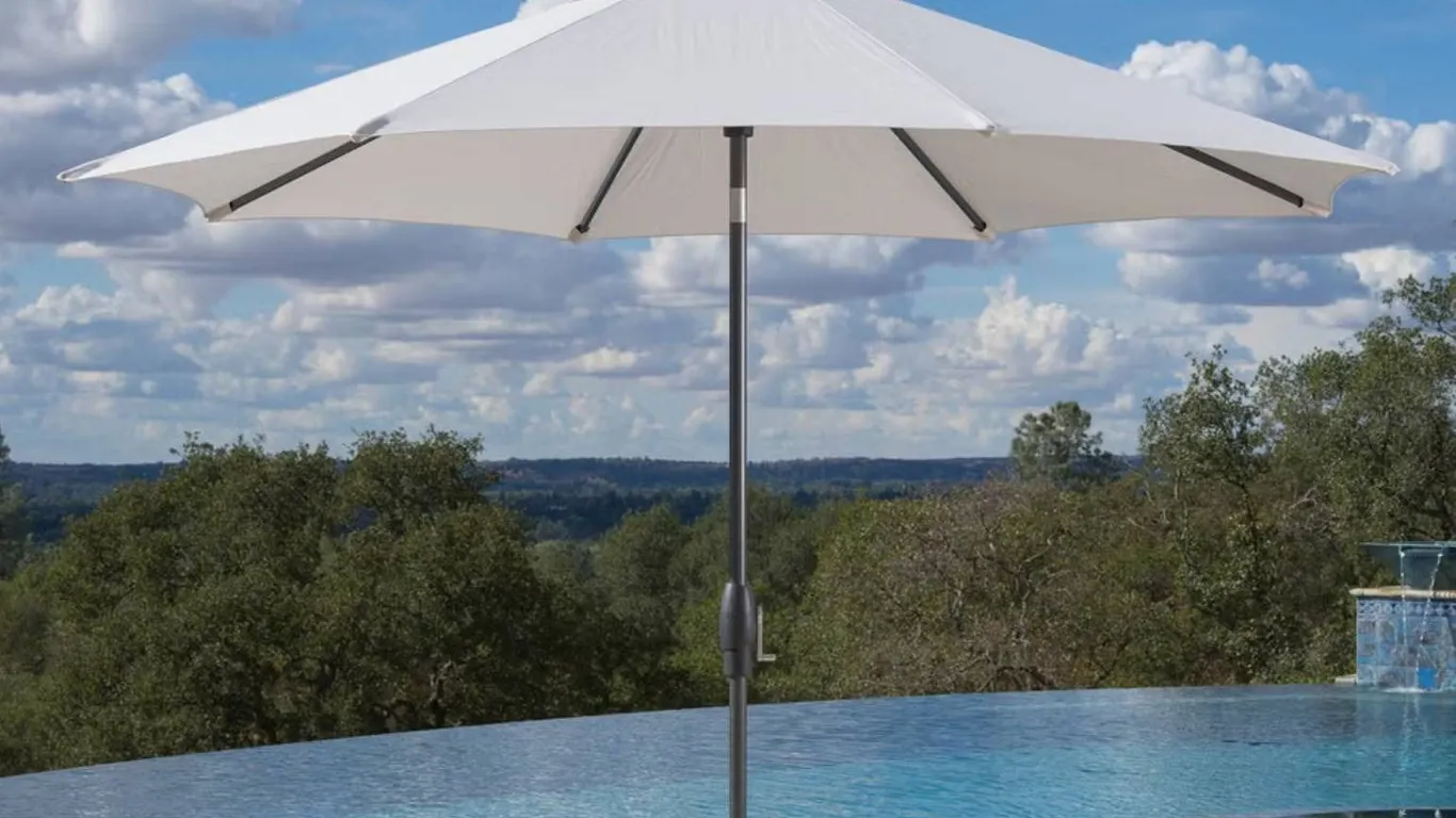 Outdura 10 Ft Auto-Tilt Market Umbrella, Cream