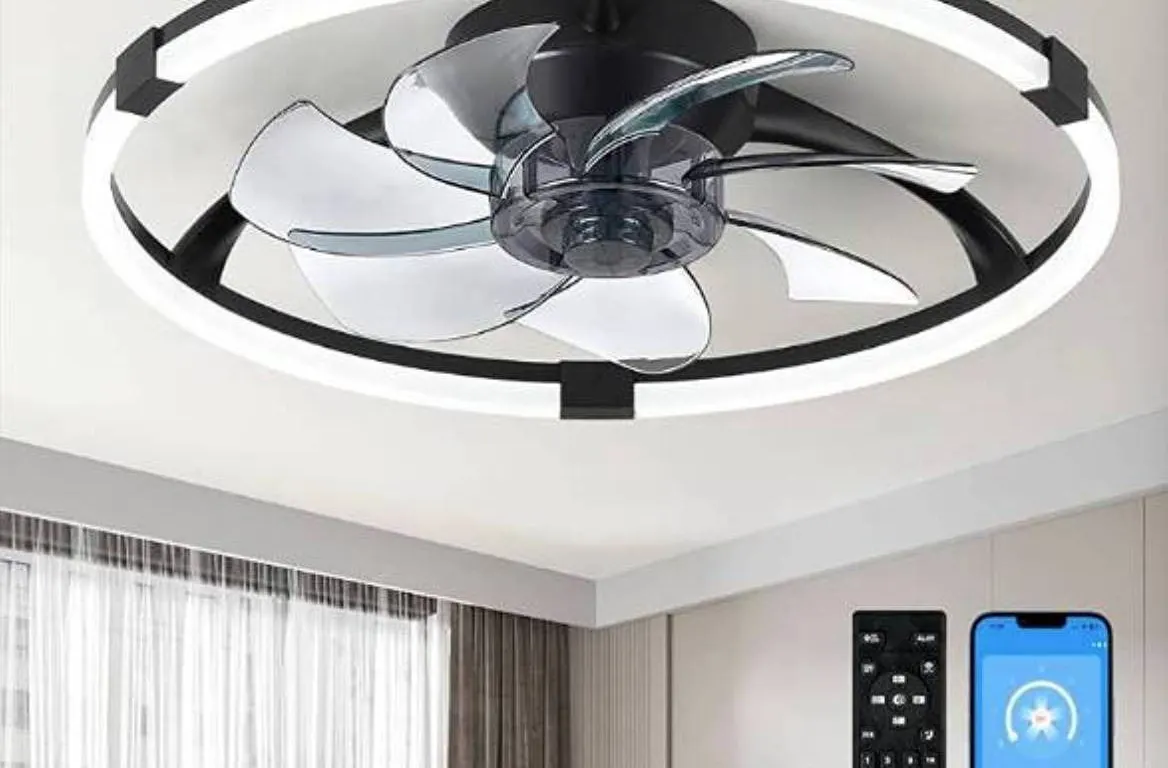 Linboro Low Profile Black Ceiling Fan