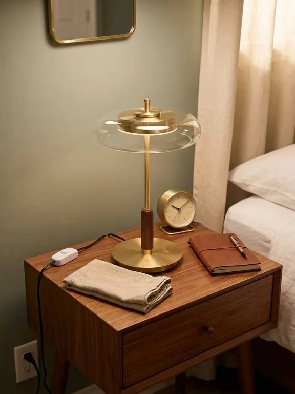CELEBRITIES Table Lamp Brass and Wood