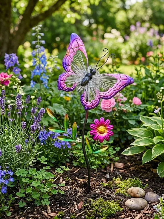 7 Metal Butterfly Garden Stakes