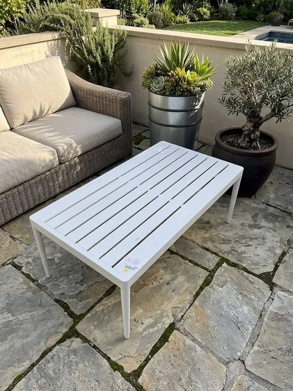 White Metal Slatted Coffee Table
