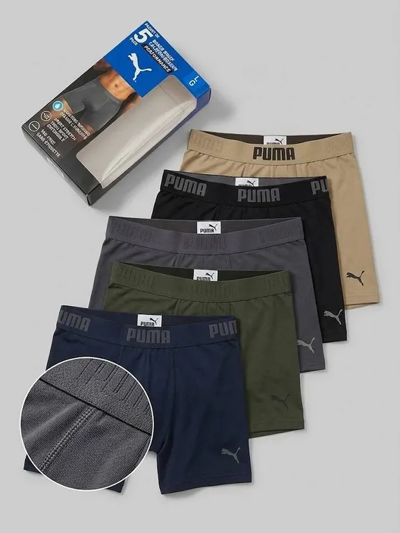 PUMA 5-Pack Boxer Briefs Size Large