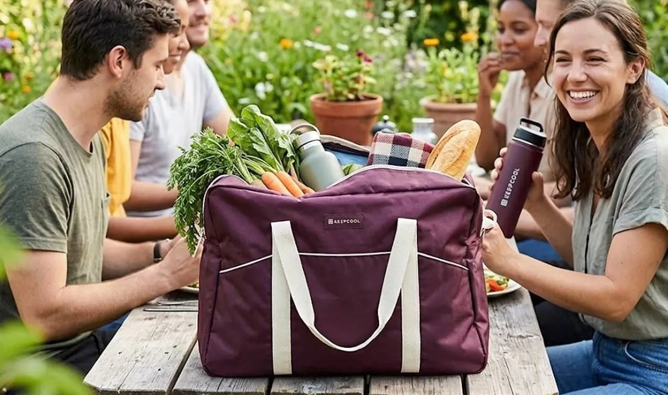 KeepCool Insulated Tote Bag Purple/White