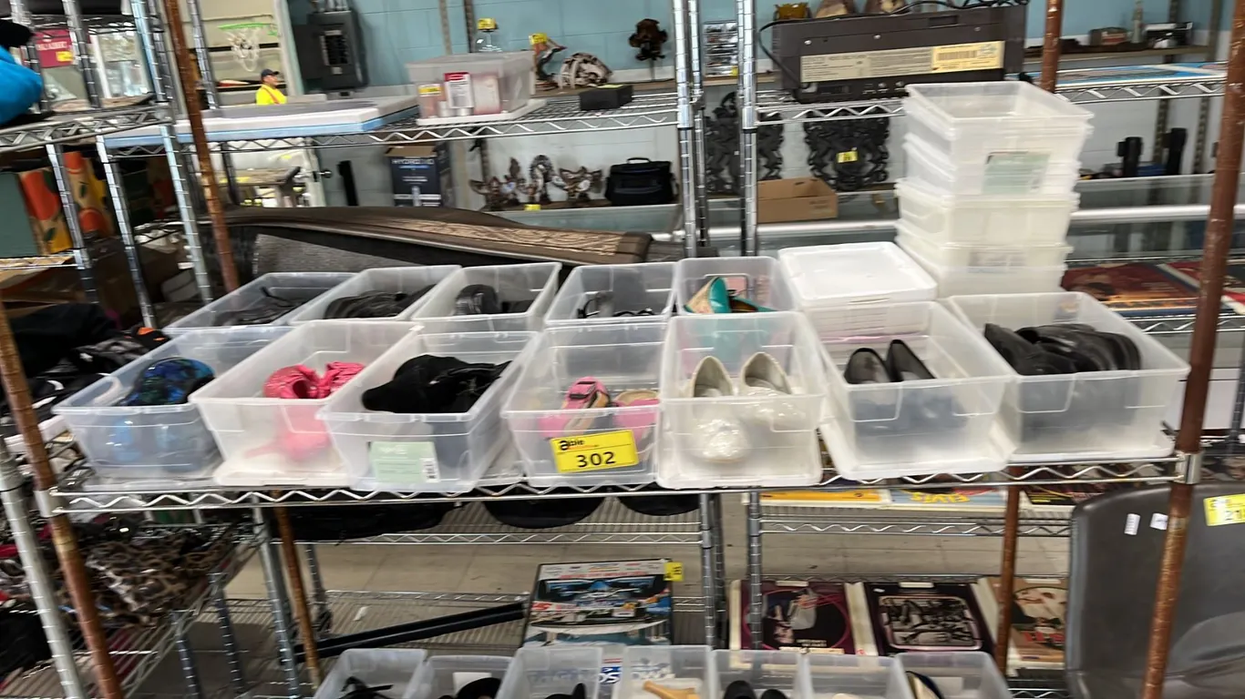 SHELF OF ASSORTED LADIES FOOTWEAR: ASSORTED SIZES, STYLES & COLOURS