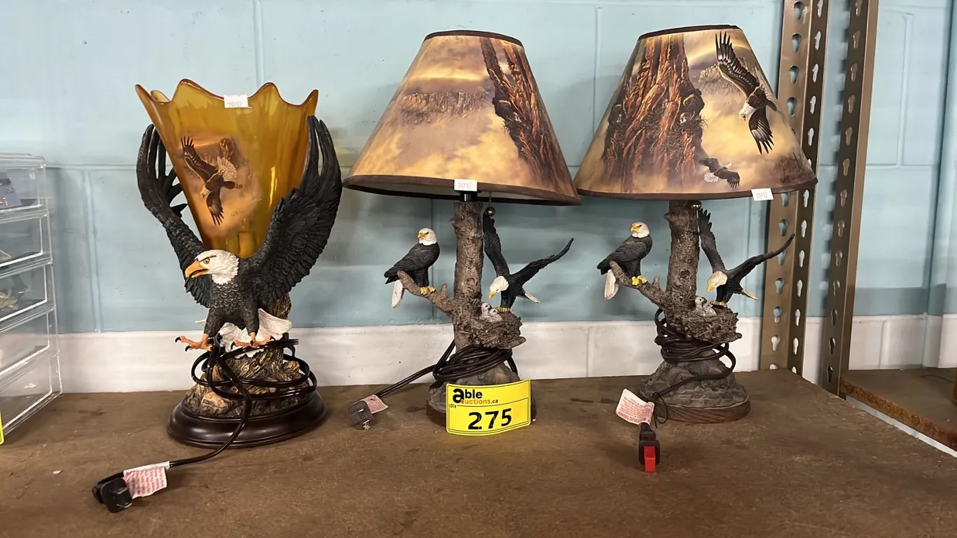 (3) BRADFORD EXCHANGE EAGLE THEMED TABLE LAMPS