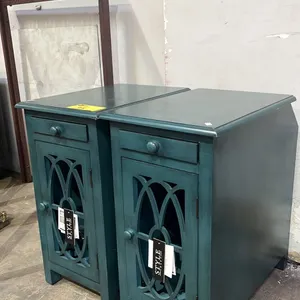 PAIR OF STYLE CRAFT 1-DOOR 1-DRAWER END TABLES WITH POWER (DRAWERS INSTALLED UPSIDE DOWN)