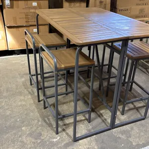 *NEW ASSEMBLED* 101 STORIES COLLECTION TARYNNA (GREY) 5-PC PATIO TABLE SET