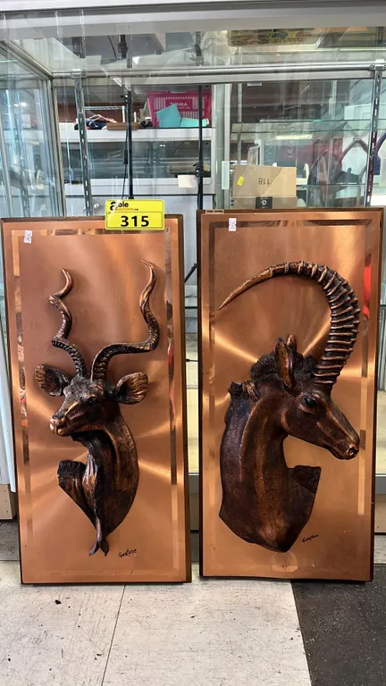 3D COPPER GAZELLE HEAD WALL PLAQUE & 3D COPPER ANTELOPE HEAD WALL PLAQUE