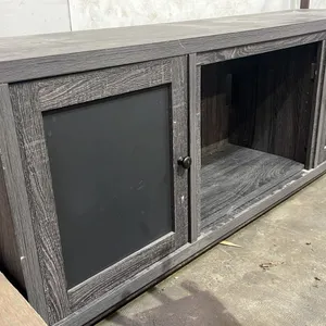 WOOD 2-DOOR ENTERTAINMENT CABINET 65" X 16" X 26"(SOME COSMETIC DAMAGE)