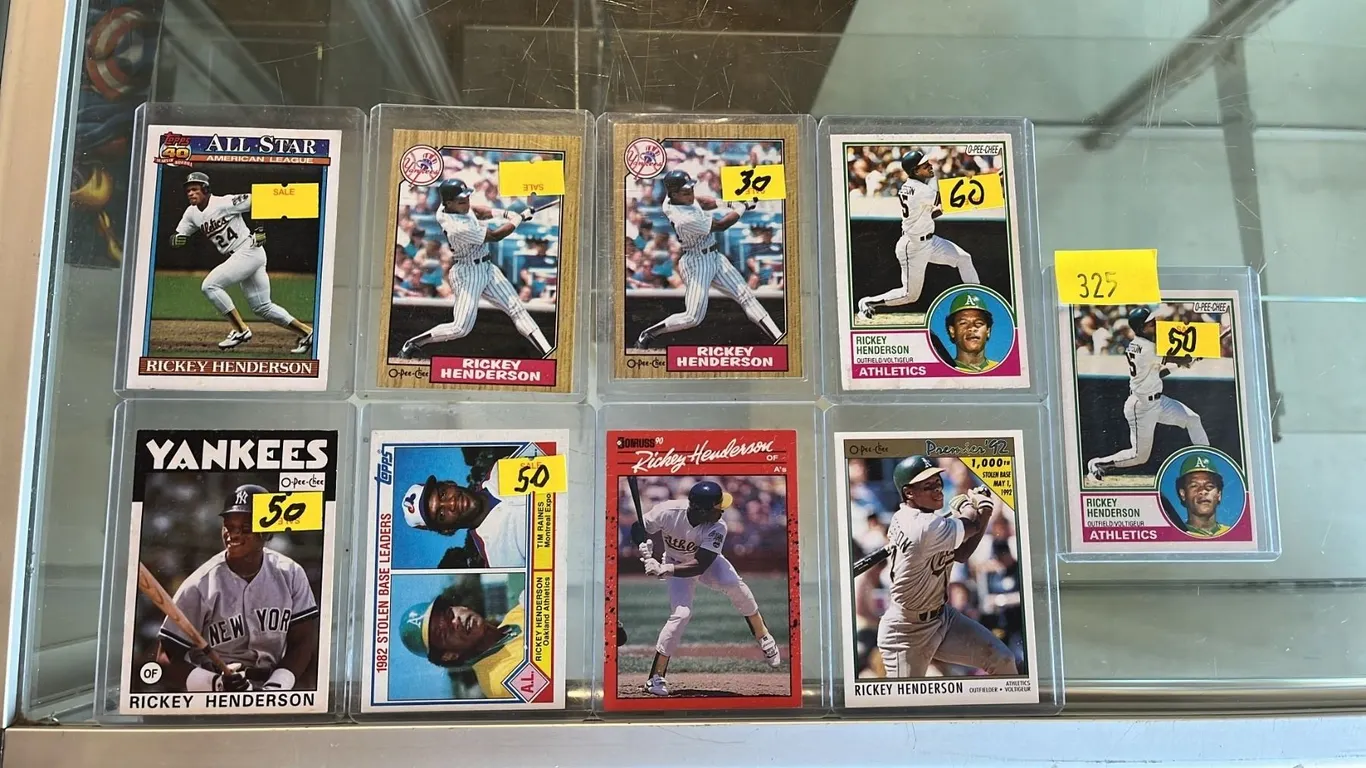 (9) ASSORTED RICKEY HENDERSON BASEBALL CARDS