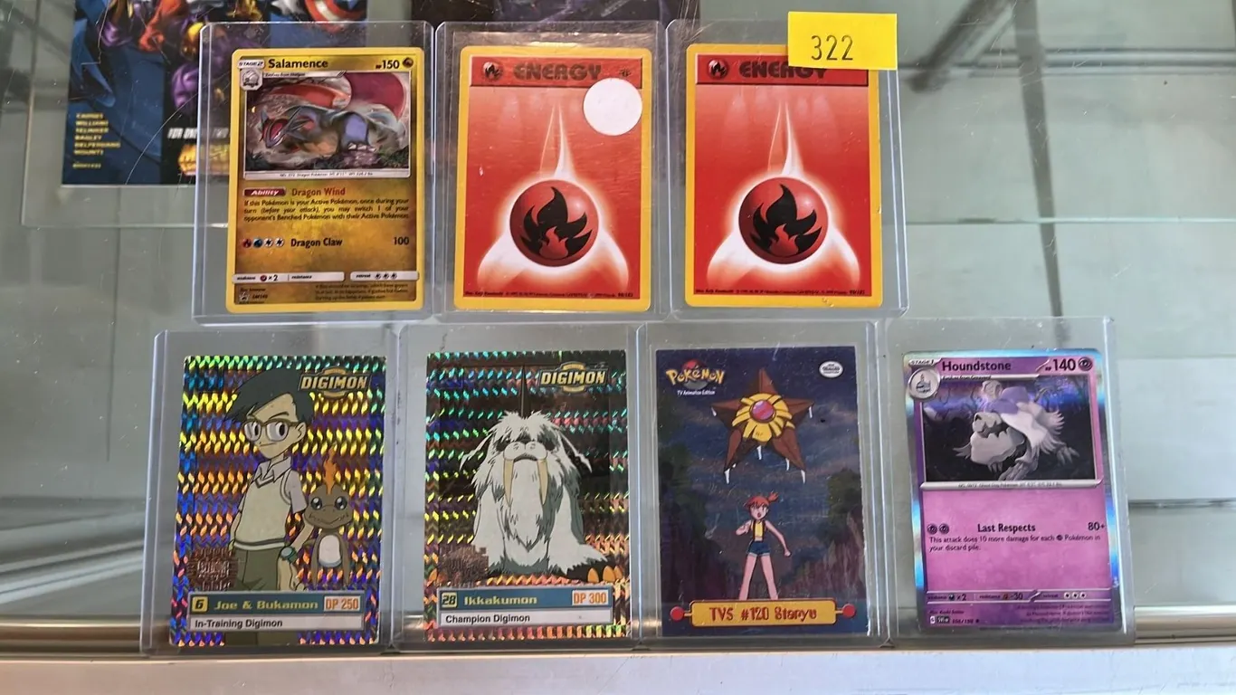 (5) POKEMON CARDS & (2) DIGIMON CARDS: