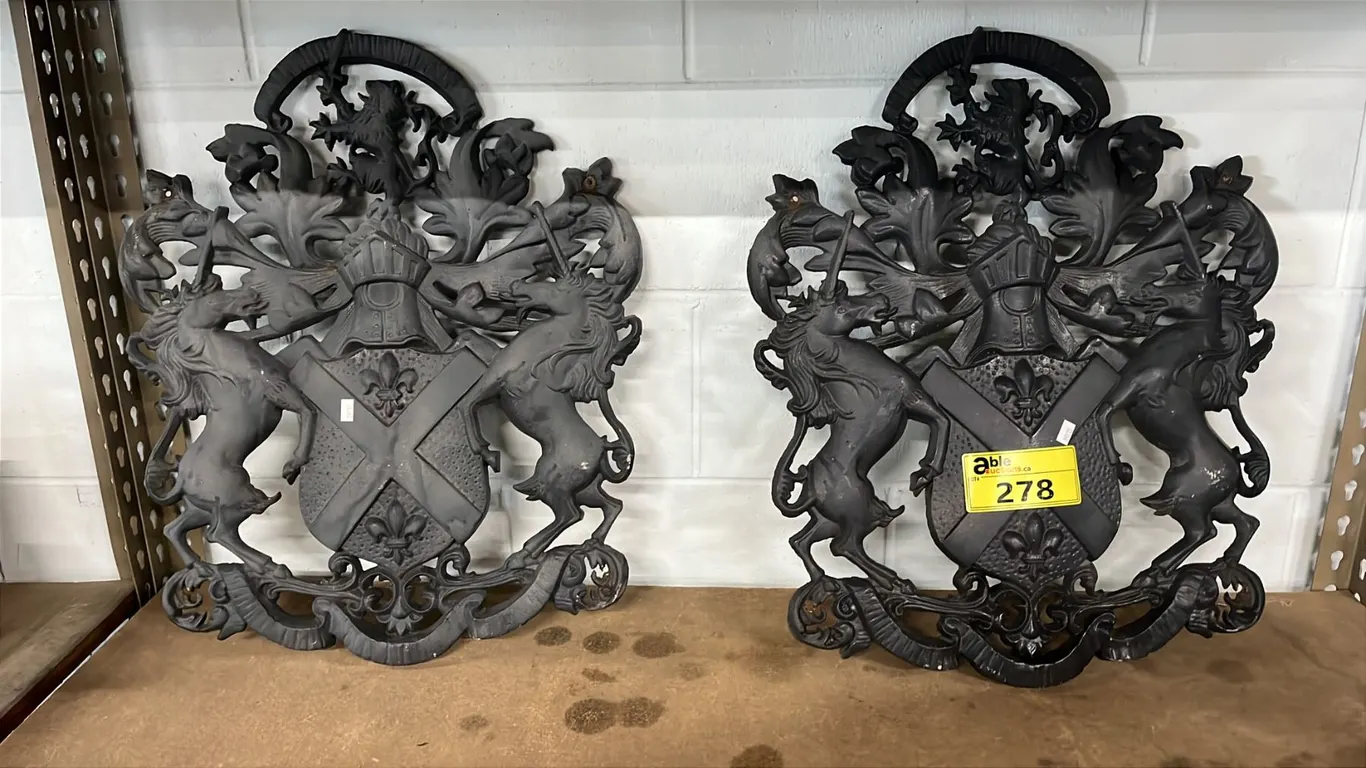 (2) METAL COAT OF ARMS WALL PLAQUES